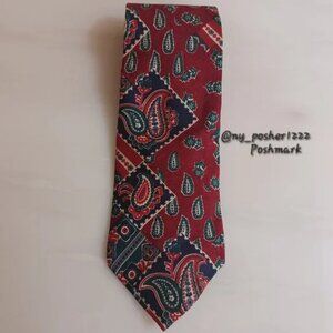 *𝓥𝓲𝓷𝓽𝓪𝓰𝓮 ＨＡＬＳＴＯＮ Italian Silk Paisley Tie Red Blue